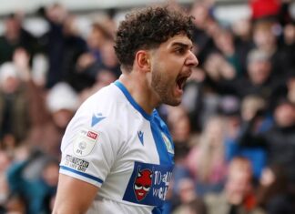 Reda Khadra celebrates scoring for Blackburn against Queens Park Rangers