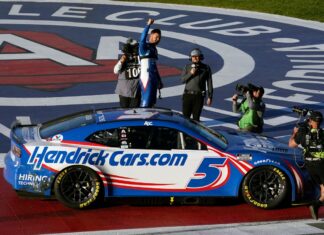 Larson holds Dillon, Suarez for NASCAR win at Fontana Larson holds Dillon, Suarez for NASCAR win at Fontana