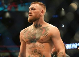 LAS VEGAS, NV - JULY 10: Conor McGregor prepares to fight Dustin Poirier in their lightweight bout during UFC 264 at T-Mobile Arena on July 10, 2023, in Las Vegas, Nevada, United States. (Photo by Louis Grasse/PxImages/Icon Sportswire) (Icon Sportswire via AP Images)