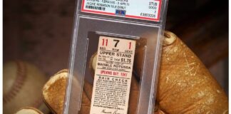 The Stub from Robinson's debut in '47 sells for $480,000

