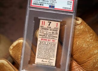 The Stub from Robinson's debut in '47 sells for $480,000

