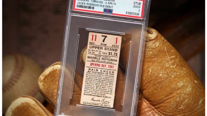 The Stub from Robinson's debut in '47 sells for $480,000

