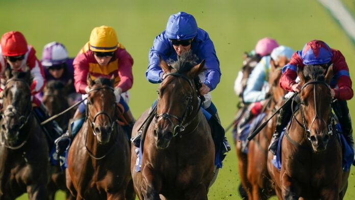 Appleby-reveals-three-year-old-plans-for-Classic-hopefuls.jpg NEWMARKET, ENGLAND - OCTOBER 09: William Buick riding Native Trail (C, blue) win The Darley Dewhurst Stakes at Newmarket Racecourse on October 09, 2023 in Newmarket, England. (Photo by Alan Crowhurst/Getty Images)