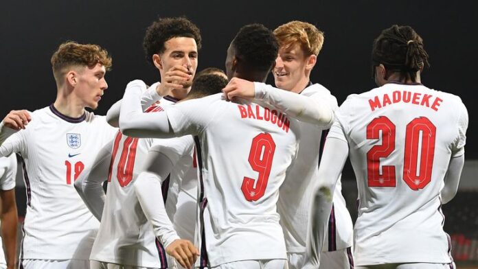 Elbasan, Albania - MARCH 29: During the qualifying match for the European Under-21 Championship between Albania U-21 and England U-21 at Elbasan Arena on March 29, 2023 in Elbasan, Albania.  (Photo by Chris Rico - FA/FA via Getty Images)