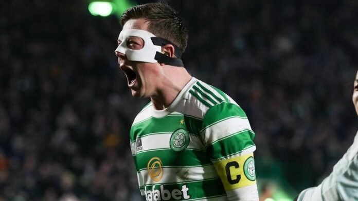 Callum McGregor celebrates Celtic's 2-0 win against St Mirren 