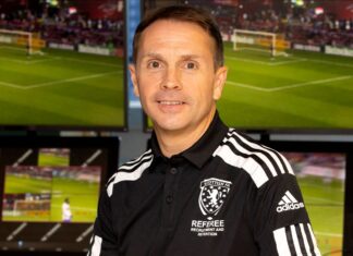 GLASGOW, SCOTLAND - MARCH 02: Media event with referees receiving VAR training at Hampden Park, on March 02, in Glasgow, Scotland. ..Pictured: Crawford Allan (Head of Referee Operations - Scottish FA) (Photo by Alan Harvey / SNS Group)