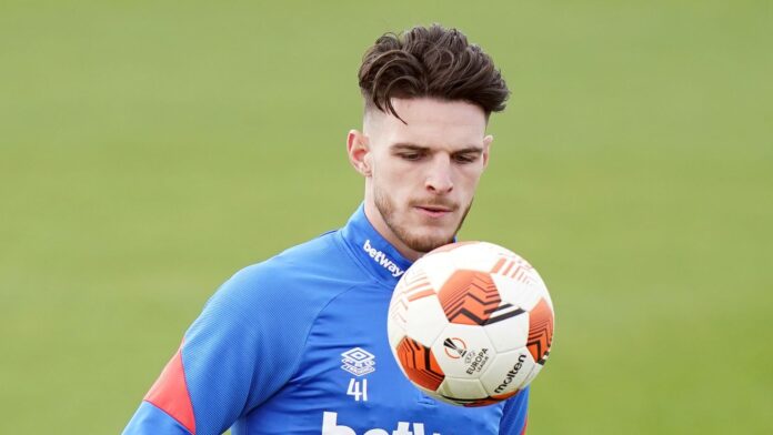 Declan Rice is back in training with West Ham and is fit to play Sevilla