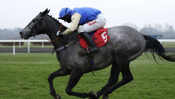 Silver Shade ridden by Kevin Jones goes on to win the Play Coral &#39;Racing-Super-Series&#39; For Free Juvenile Hurdle