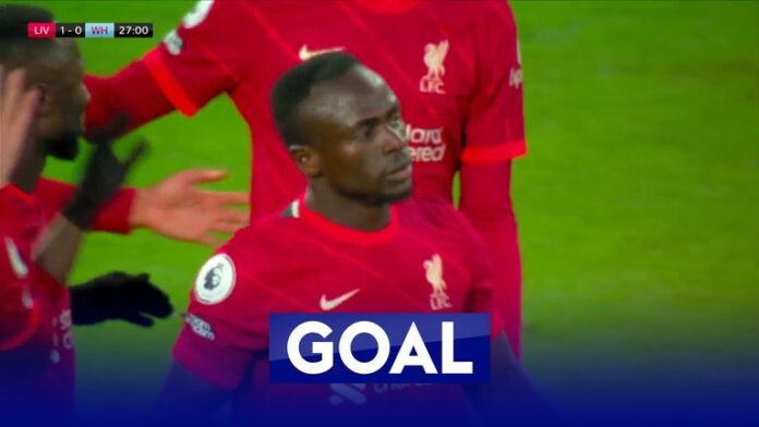 Mane scores for Liverpool against West Ham