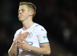 PETERBOROUGH, ENGLAND - MARCH 01: Oleksandr Zinchenko of Manchester City at full time of the Emirates FA Cup Fifth Round match between Peterborough United and Manchester City at Weston Homes Stadium on March 1, 2023 in Peterborough, England. (Photo by James Williamson - AMA/Getty Images)
