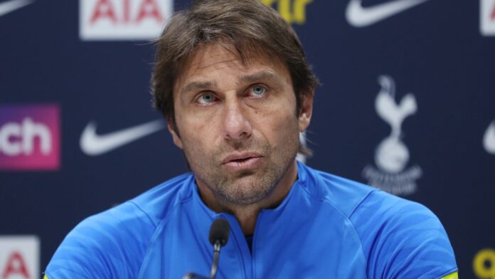 ENFIELD, ENGLAND - FEBRUARY 11: Antonio Conte, head coach of Tottenham Hotspur during the Tottenham Hotspur press conference at Tottenham Hotspur Training Centre on February 11, 2023 in Enfield, England. (Photo by Tottenham Hotspur FC/Tottenham Hotspur FC via Getty Images)