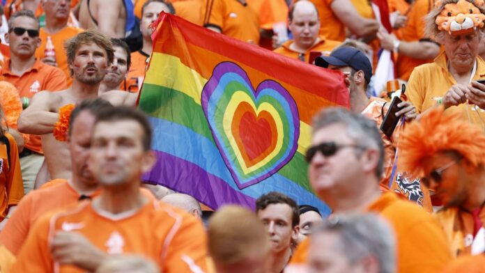 Restroom leader warns fans rainbow flags remove face

