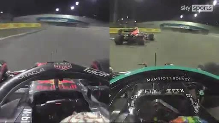 Experience the stunning finale of the Abu Dhabi Grand Prix from the cars of Max Verstappen and Lewis Hamilton and listen to the team's radios, including Hamilton saying the race has been 'rigged'