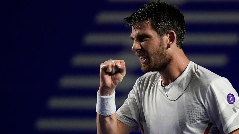 Cameron Norrie celebrates his victory in the quarter-finals