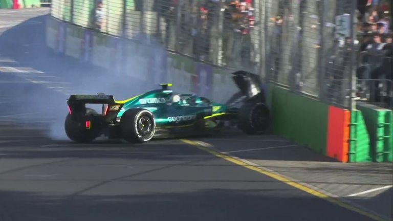 Sebastian Vettel hits barriers and is out of the Australian Grand Prix.