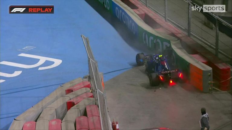 Nicholas Latifi hit the hurdles early in qualifying for the Grand Prix in Saudi Arabia.