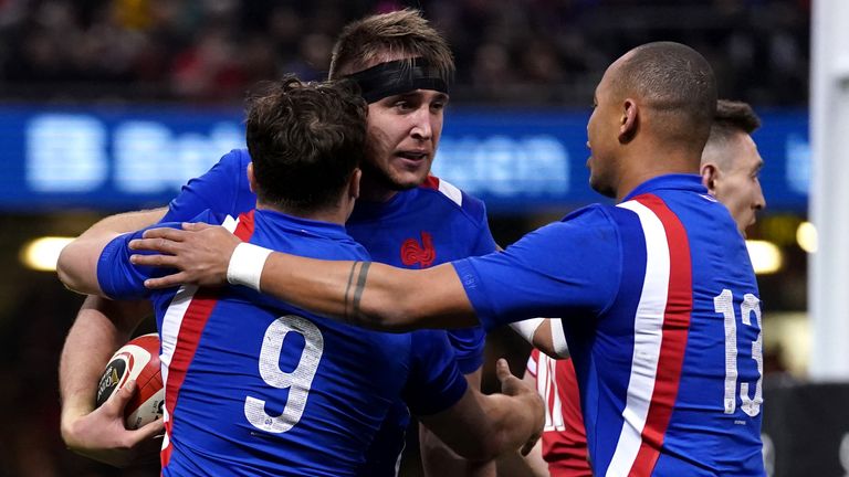 France celebrates Guillonch's early result at the Principality Stadium 
