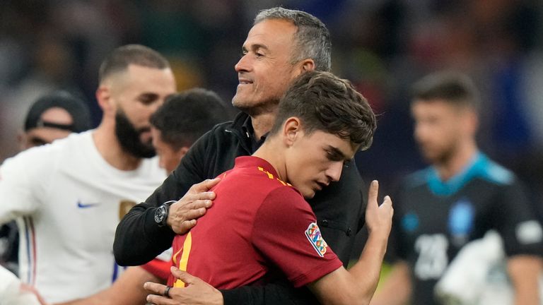 Luis Enrique hugs Jaffe as he leaves