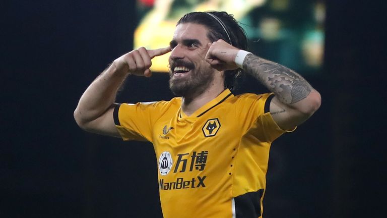 Ruben Neves celebrates scoring his team's fourth goal of the match