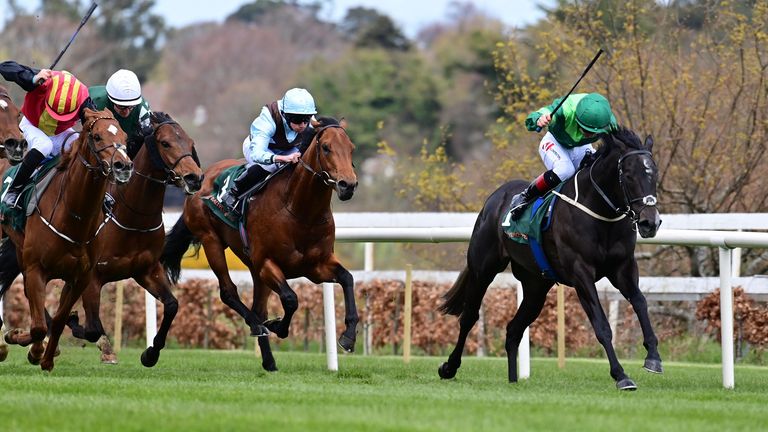 Dr. Zimpf and Colin Keane (right) stretch away from their competitors in Leopardstown