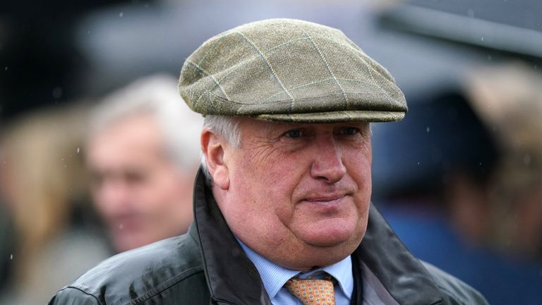 Paul Nichols pulled Bravemansgame from Brown Advisory Novices' game.  Chasing because of the soft ground in Cheltenham