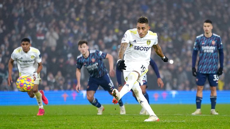 Ravenha scores for Leeds from the penalty spot