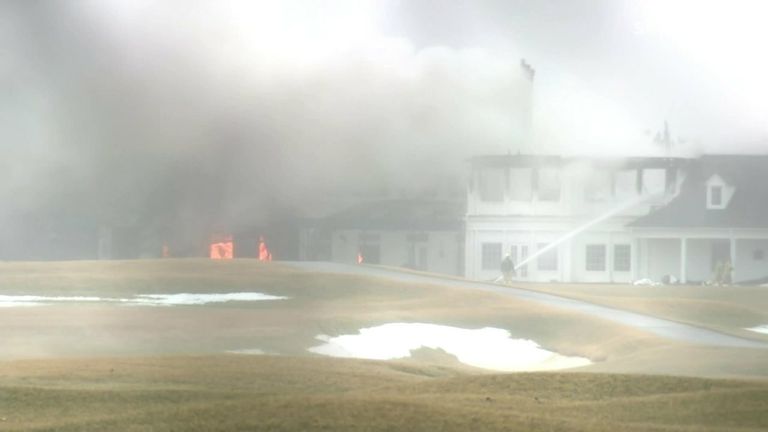 A massive fire has broken out in one of America's most famous golf clubs, resulting in the loss of a large collection of golf memorabilia