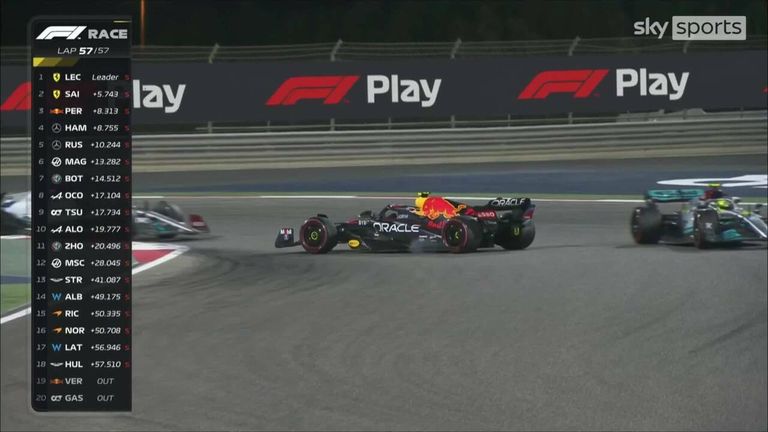 Red Bull's Sergio Perez spins on the last lap to give Lewis Hamilton a place on the podium!
