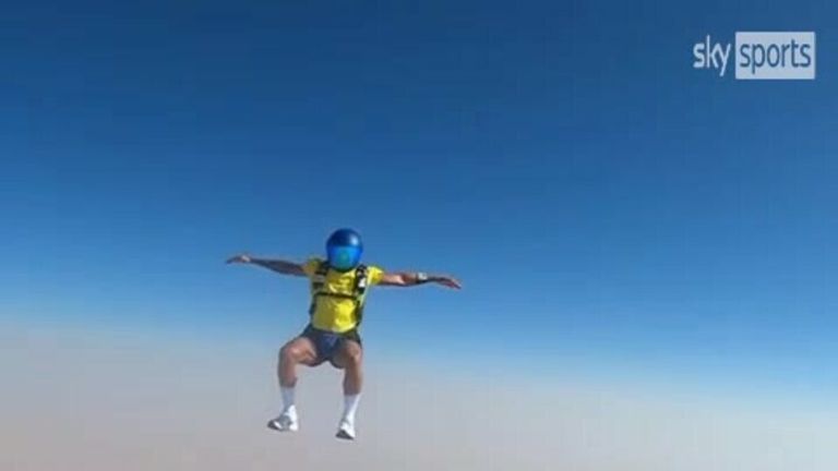 Watch Lewis Hamilton take to the skies as the Mercedes driver enjoys a day off in Dubai.  Credit: @lewishamilton on Instagram