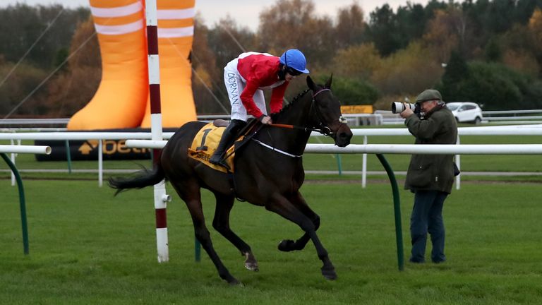 A Plus Tard ridden by jockey Rachel Blackmore wins a Betfair Chase match