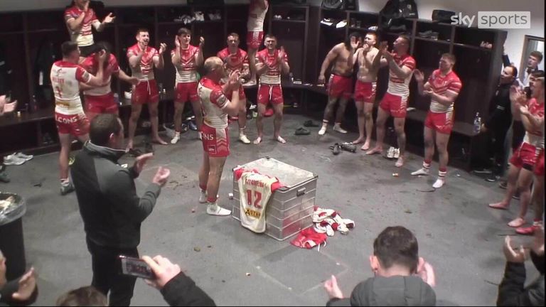 James Robbie led the post-match celebrations for St Helens after defeating Leeds Rhinos in his 500th appearance for the club.
