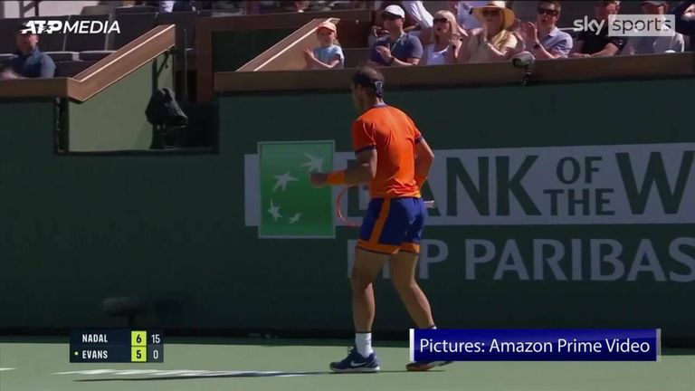 Rafael Nadal advances to the Round of 16 stage at the Indian Wells Masters after straight sets, 7-5, 6-3, beating Dan Evans