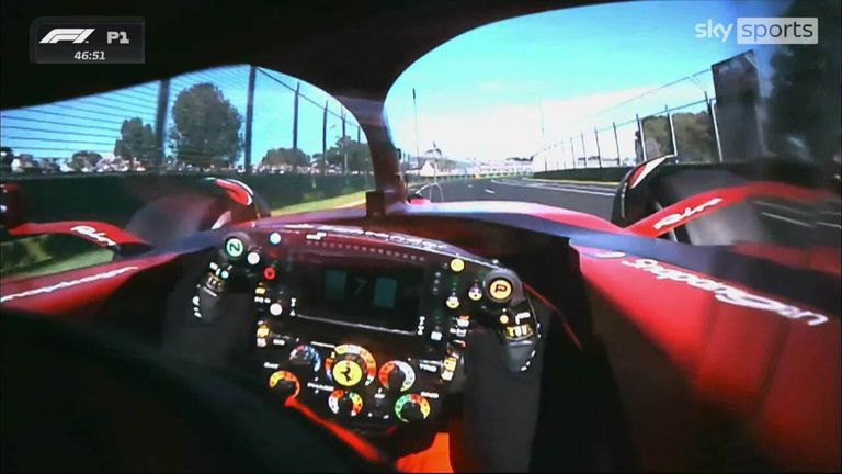 On board with Carlos Sainz as early Ferrari marks appear on porpoises.