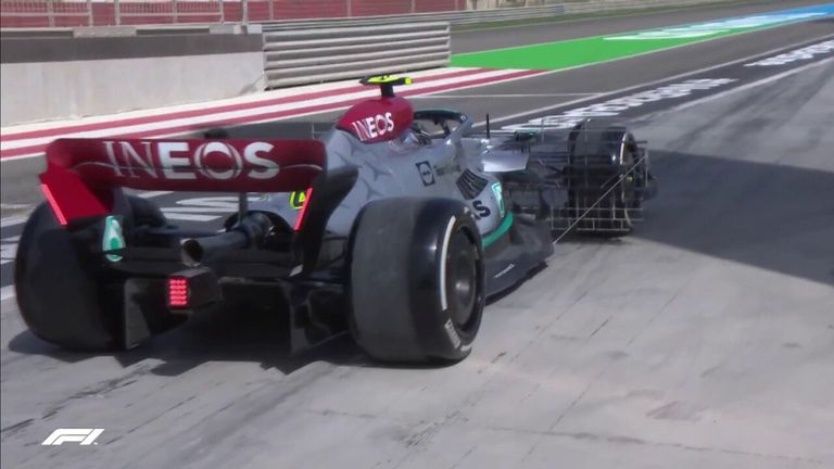 Hamilton takes to the track with his radical new Mercedes look in pre-season testing in Bahrain