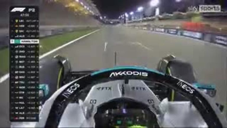 Hamilton continued to struggle with porpoises in his Mercedes during second practice in Bahrain.