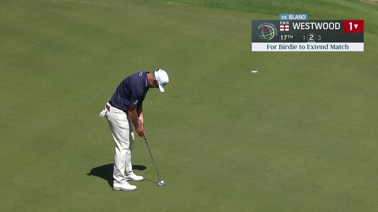 Richard Bland defeated Lee Westwood to advance to a playoff against Dustin Johnson at the WGC Match Play.