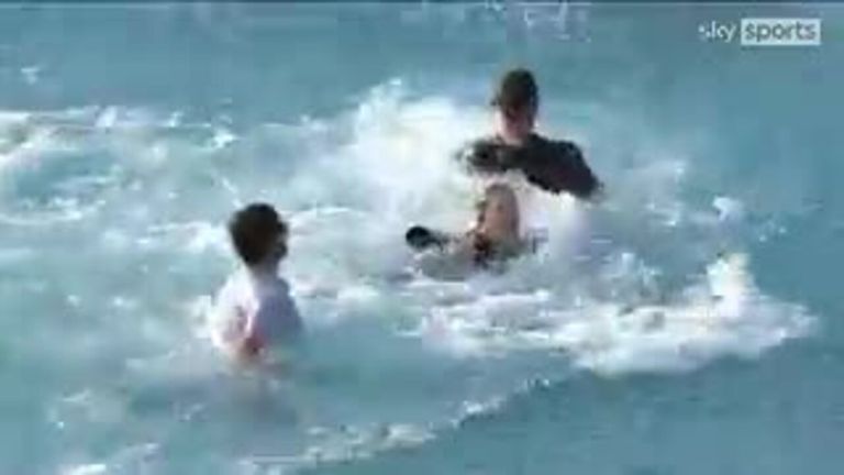 Jennifer Kupshaw celebrated her first big Chevron Championship win by jumping into the water