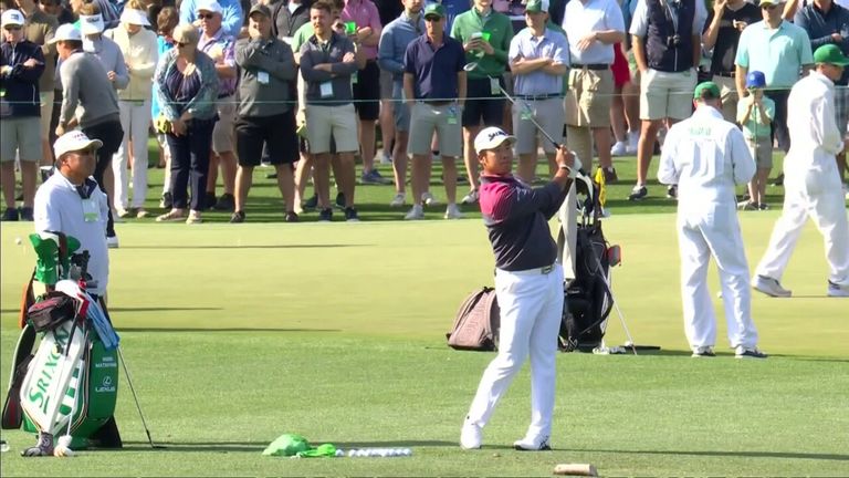 2023 champion Matsuyama was seen training at Augusta National on Monday, despite concerns about a neck injury.