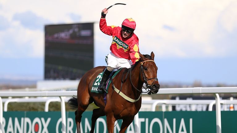 A Mac Tottie is rode by Sean Bowen en route to winning the Randox Topham Handicap Chase during Women's Day at the 2023 Randox Health Grand National Festival in Aintree Racecourse, Liverpool.  Photo date: Friday, April 8, 2023.