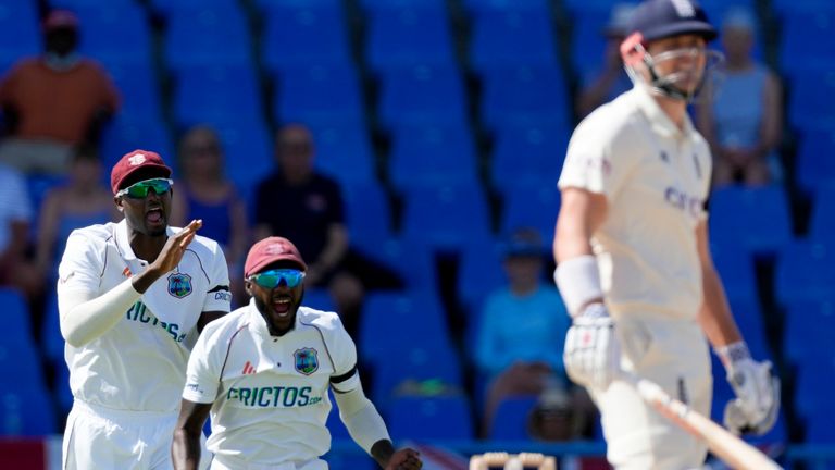 Durham's opener, Alex Lees, was off the field to Kemar Roach on his Test debut