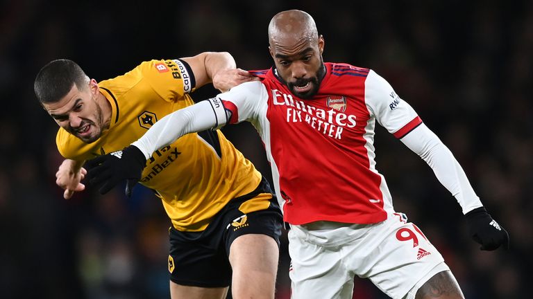 Arsenal Alexandre Lacazette and the Wolves & # 39;  Conor Coady