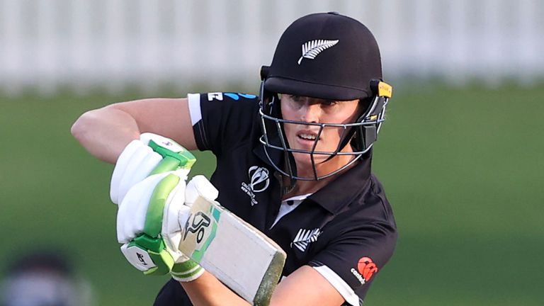 Amy Satterthwaite hit nine limits on her 75 of 84 balls for New Zealand
