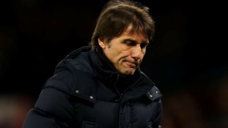 Antonio Conte, coach of Tottenham Hotspur, after the English Premier League match at Old Trafford, Manchester.  Photo date: Saturday 12 March 2023.