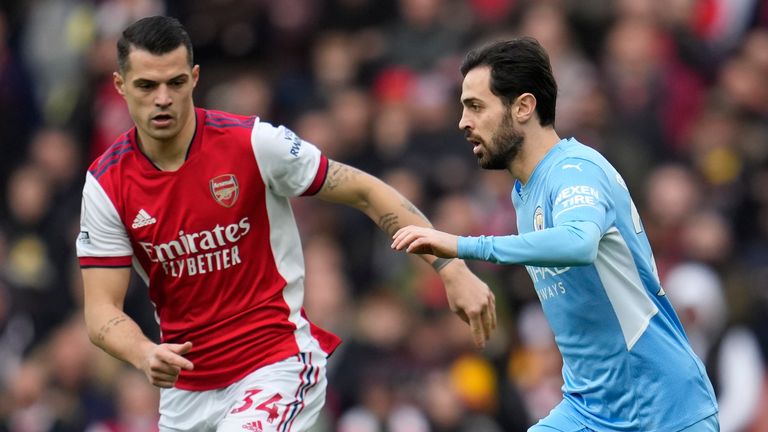Arsenal Granit Xhaka challenges Bernardo Silva to Manchester City