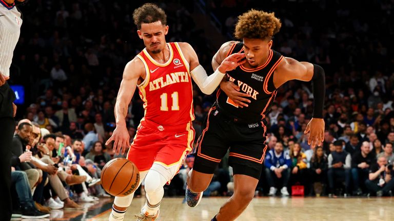 Tra Young scored 45 points to lead the Atlanta Hawks to victory over the New York Knicks.