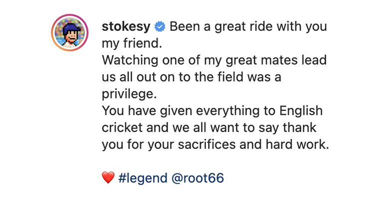 Stokes praised Root on social media.  (Instagram: @stokesy)