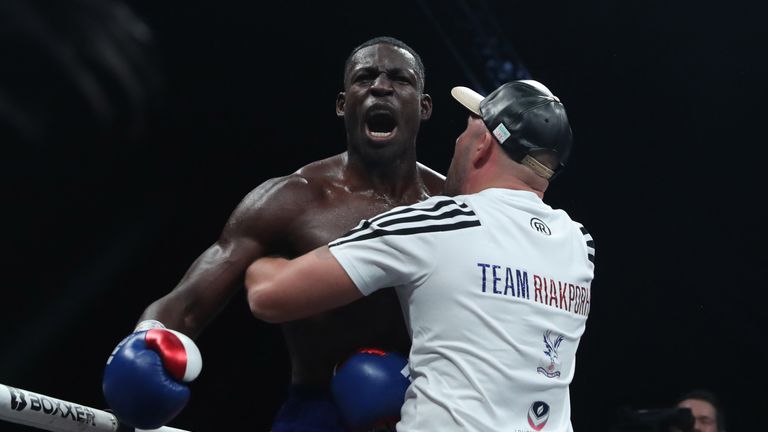 Richard Ryakborough blasts aside Olanriwago Dorodola in London.