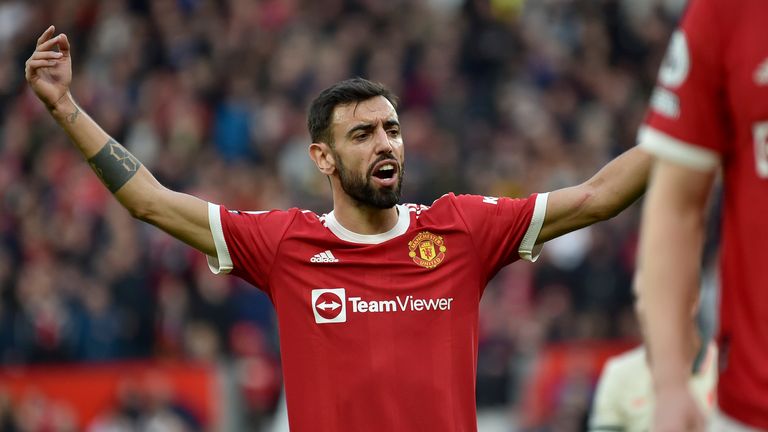 Bruno Fernandes shows his frustration as Man United were crushed by Liverpool