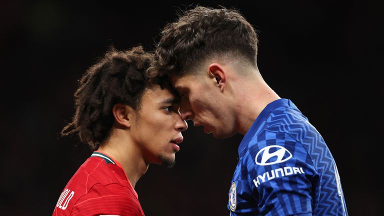 Trent Alexander-Arnold and Kai Havertz meet face to face