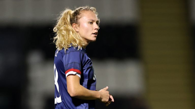 Claire Emsley of Scotland during the women's international friendly match at St Mirren Park, Paisley.